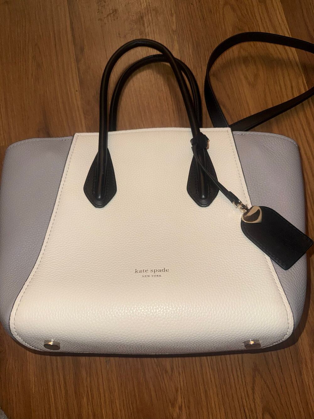 Kate Spade Grace Satchel Tricolor Leather Crossbody Bag Parchment White Grey